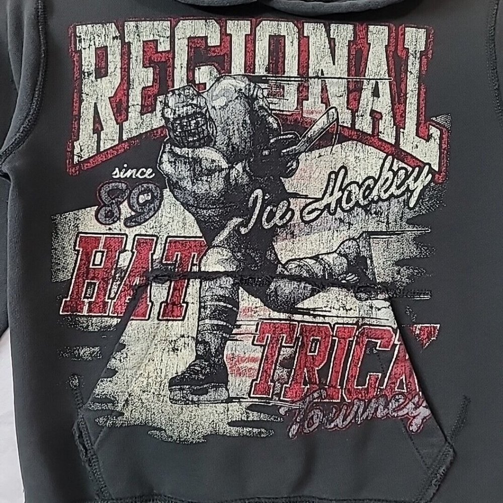 Regional Ice Hockey Hat Trick Tourney Hoodie SM 5/6 Authentic Sportswear '89'